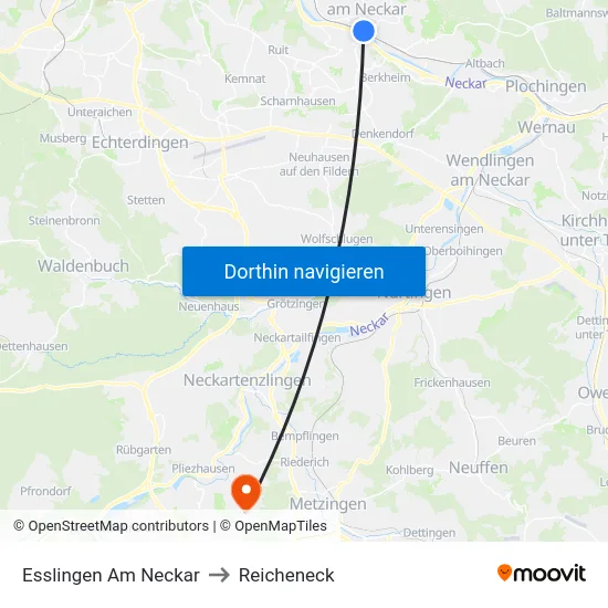 Esslingen Am Neckar to Reicheneck map