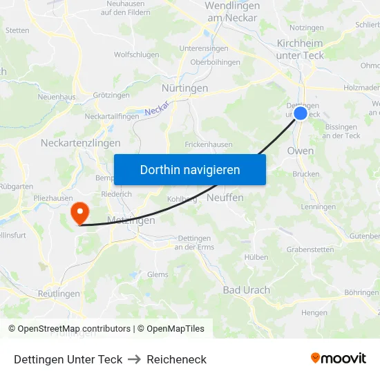 Dettingen Unter Teck to Reicheneck map