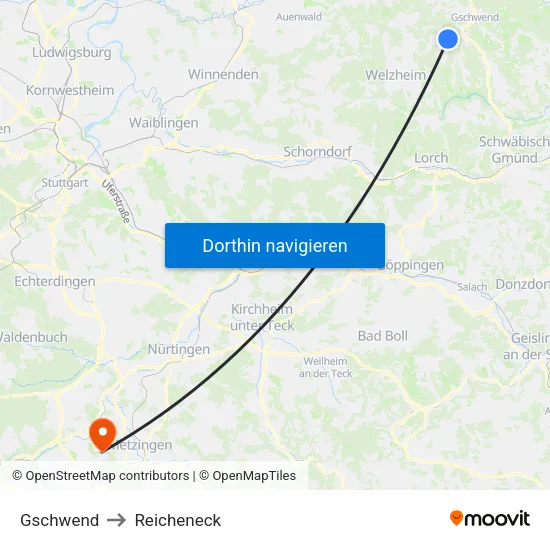 Gschwend to Reicheneck map