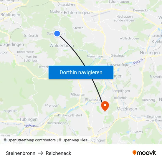 Steinenbronn to Reicheneck map