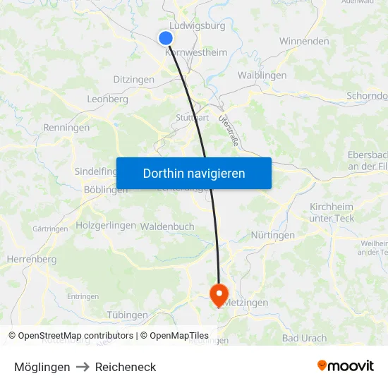 Möglingen to Reicheneck map
