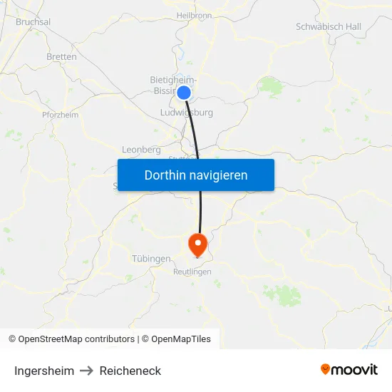 Ingersheim to Reicheneck map