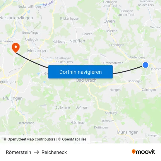 Römerstein to Reicheneck map
