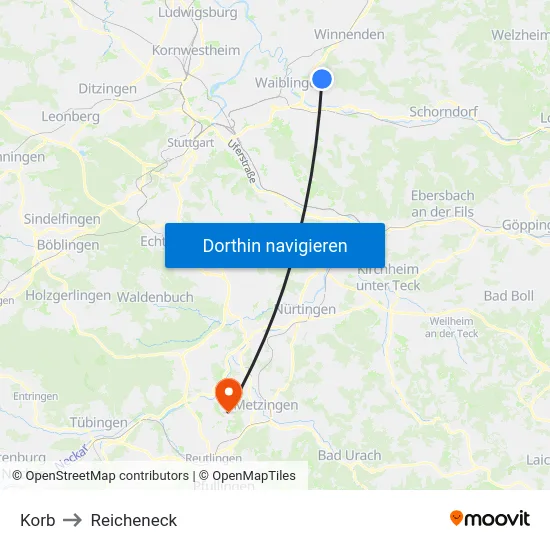 Korb to Reicheneck map