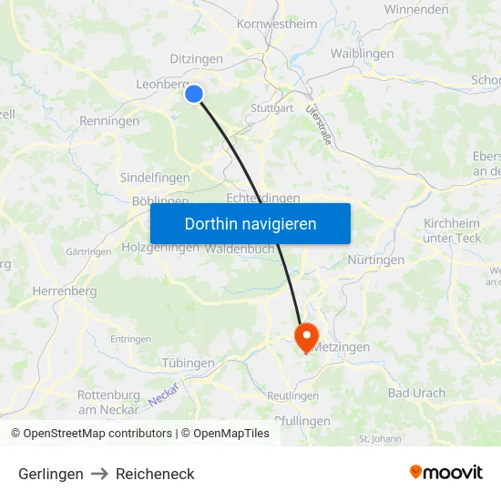 Gerlingen to Reicheneck map