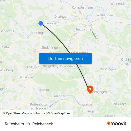 Rutesheim to Reicheneck map