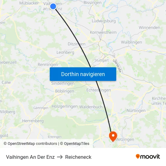 Vaihingen An Der Enz to Reicheneck map