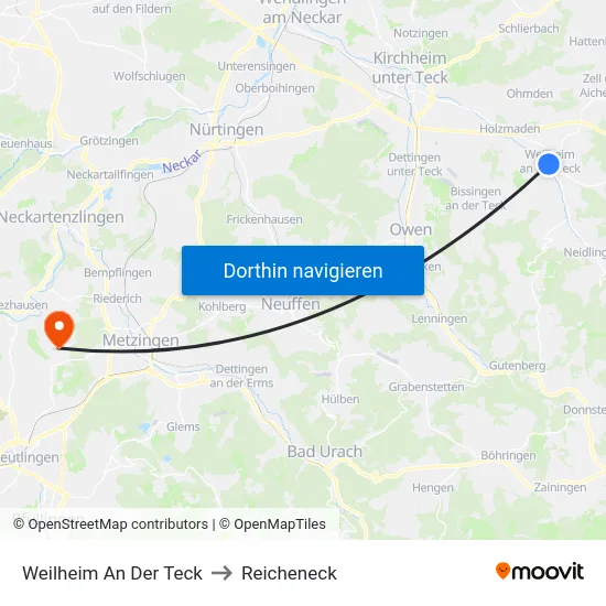 Weilheim An Der Teck to Reicheneck map
