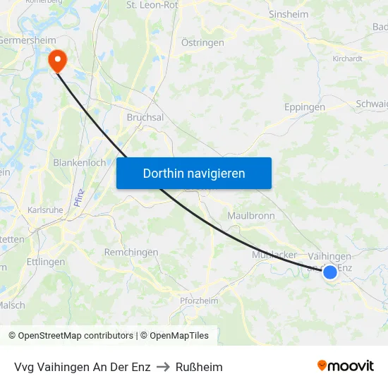 Vvg Vaihingen An Der Enz to Rußheim map