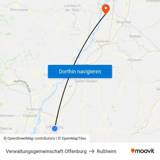 Verwaltungsgemeinschaft Offenburg to Rußheim map