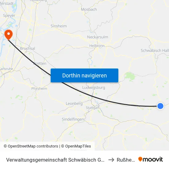 Verwaltungsgemeinschaft Schwäbisch Gmünd to Rußheim map