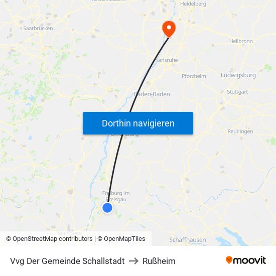 Vvg Der Gemeinde Schallstadt to Rußheim map