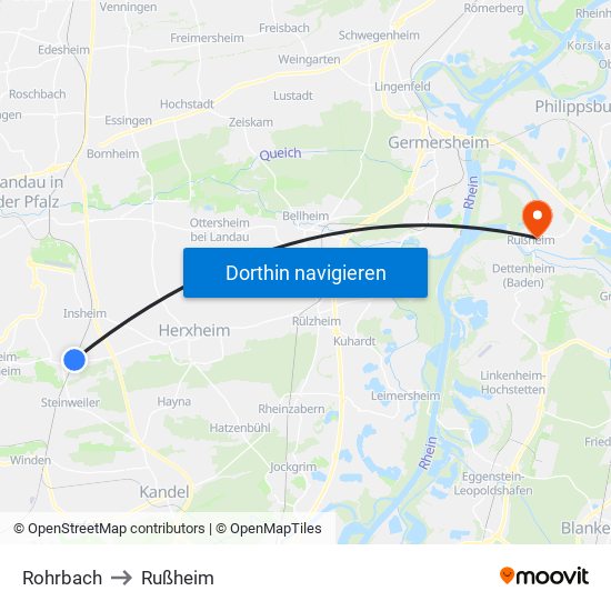 Rohrbach to Rußheim map