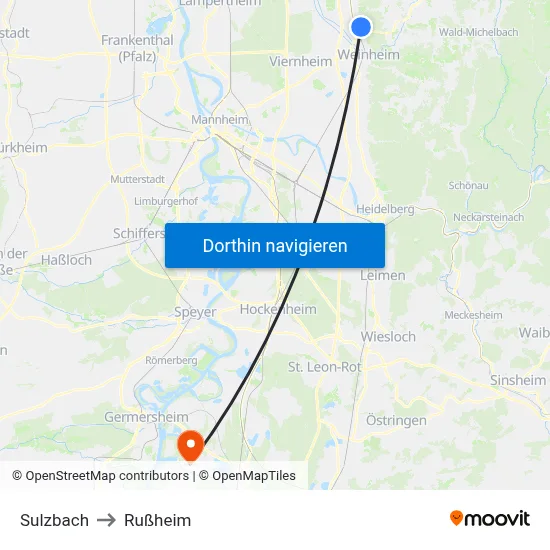 Sulzbach to Rußheim map