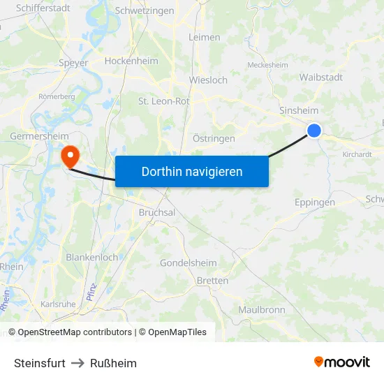 Steinsfurt to Rußheim map