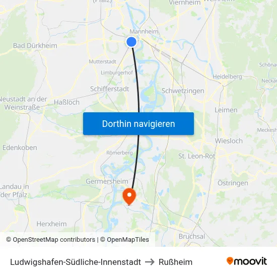 Ludwigshafen-Südliche-Innenstadt to Rußheim map
