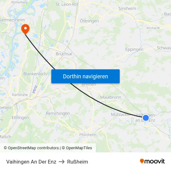 Vaihingen An Der Enz to Rußheim map