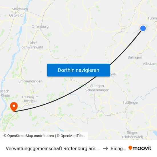 Verwaltungsgemeinschaft Rottenburg am Neckar to Biengen map