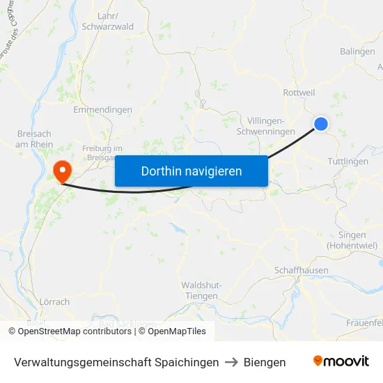 Verwaltungsgemeinschaft Spaichingen to Biengen map