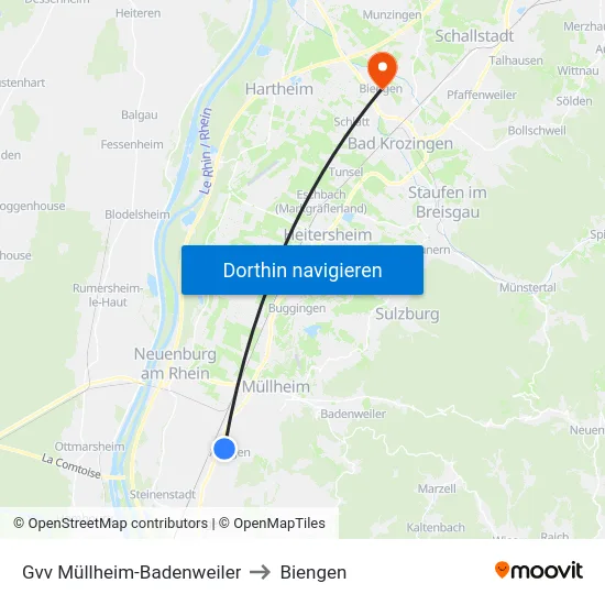 Gvv Müllheim-Badenweiler to Biengen map
