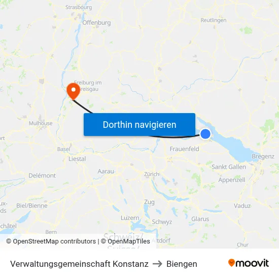 Verwaltungsgemeinschaft Konstanz to Biengen map
