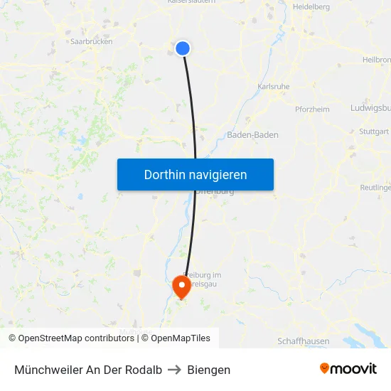 Münchweiler An Der Rodalb to Biengen map