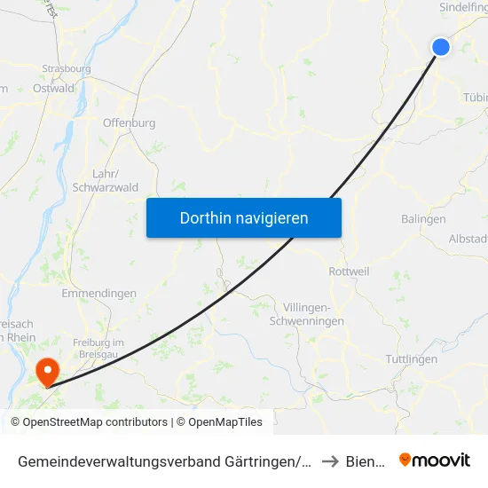 Gemeindeverwaltungsverband Gärtringen/Ehningen to Biengen map