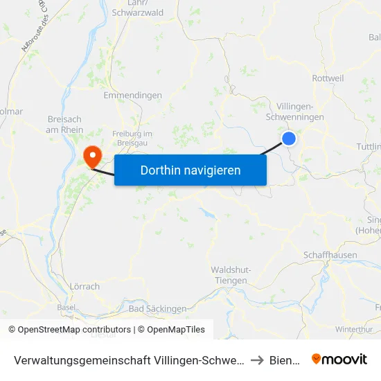 Verwaltungsgemeinschaft Villingen-Schwenningen to Biengen map