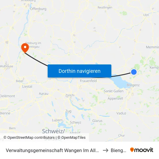 Verwaltungsgemeinschaft Wangen Im Allgäu to Biengen map