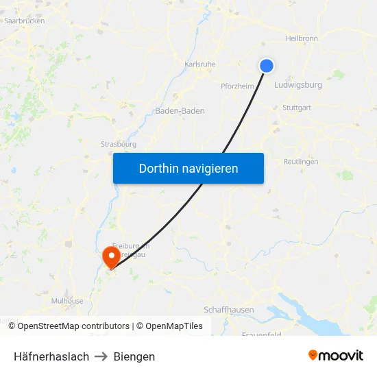 Häfnerhaslach to Biengen map