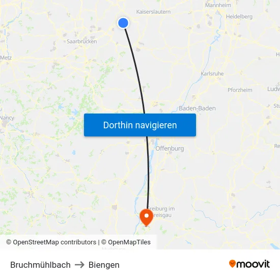 Bruchmühlbach to Biengen map