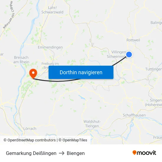 Gemarkung Deißlingen to Biengen map