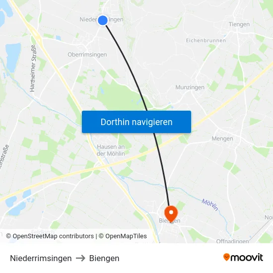 Niederrimsingen to Biengen map