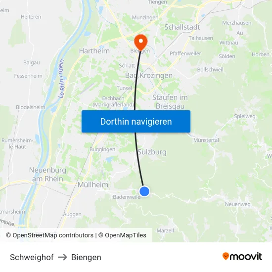 Schweighof to Biengen map