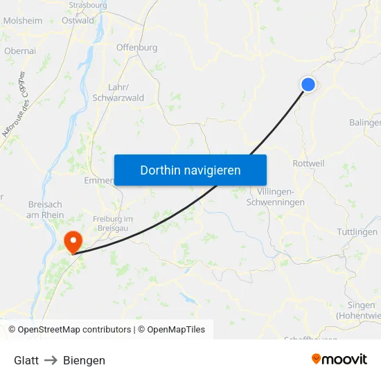 Glatt to Biengen map