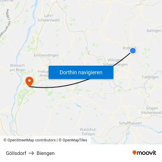 Göllsdorf to Biengen map