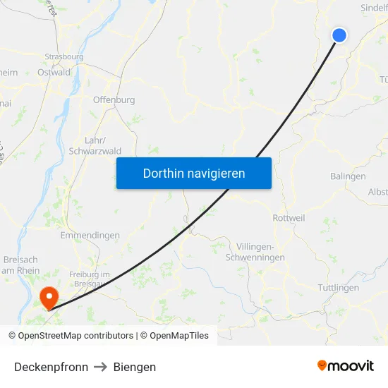 Deckenpfronn to Biengen map