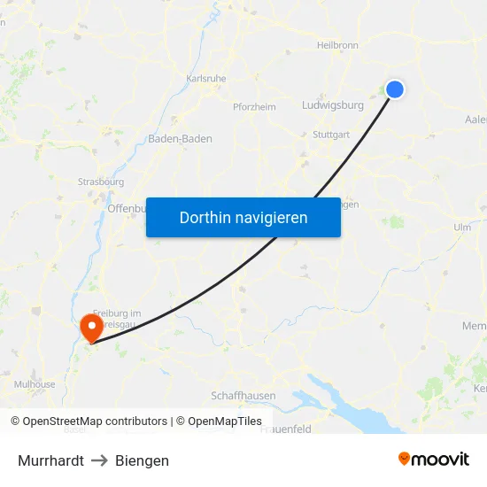 Murrhardt to Biengen map