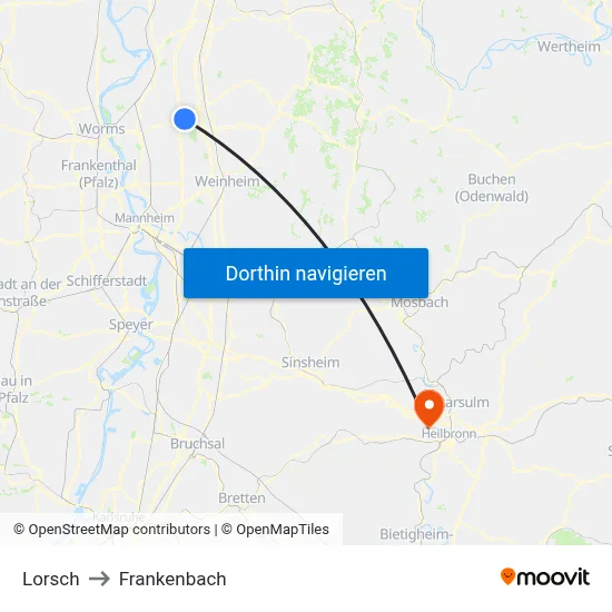 Lorsch to Frankenbach map
