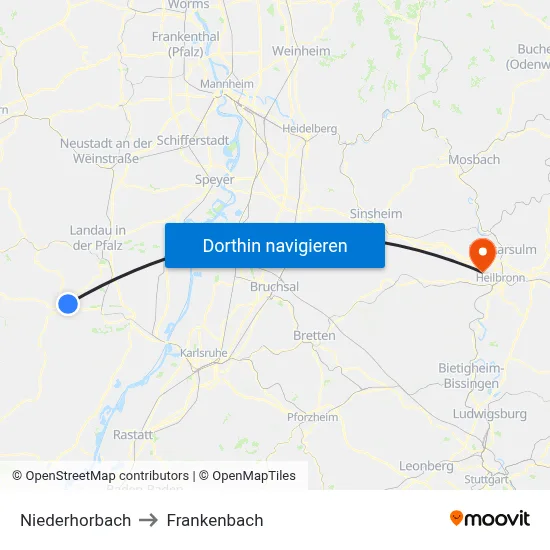 Niederhorbach to Frankenbach map