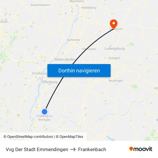 Vvg Der Stadt Emmendingen to Frankenbach map