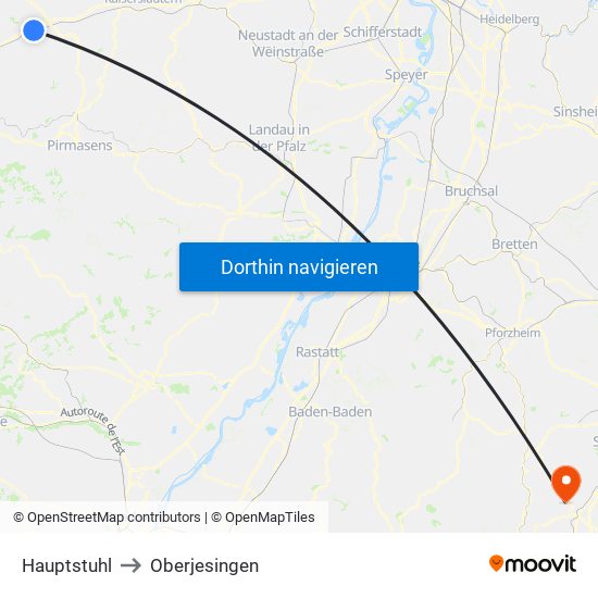 Hauptstuhl to Oberjesingen map