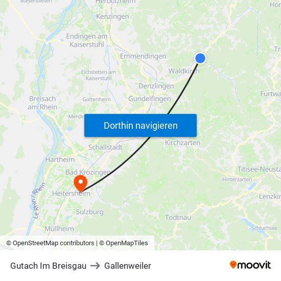 Gutach Im Breisgau to Gallenweiler map