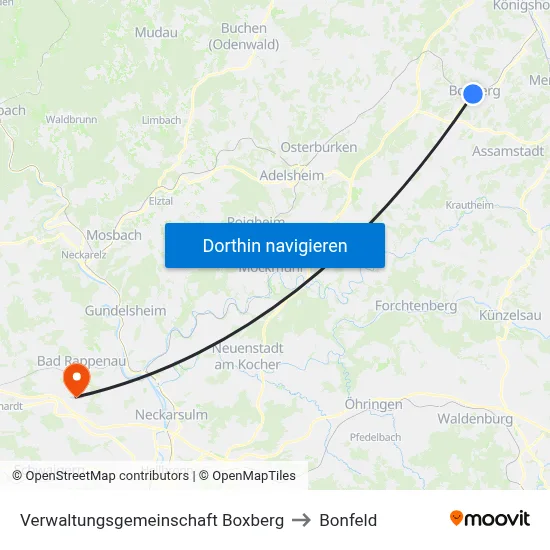 Verwaltungsgemeinschaft Boxberg to Bonfeld map