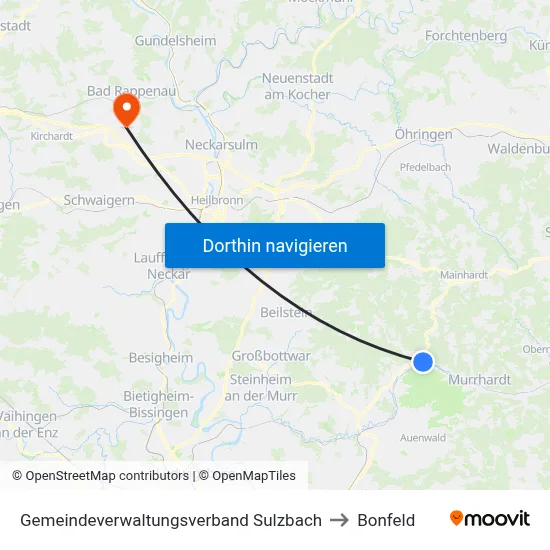 Gemeindeverwaltungsverband Sulzbach to Bonfeld map