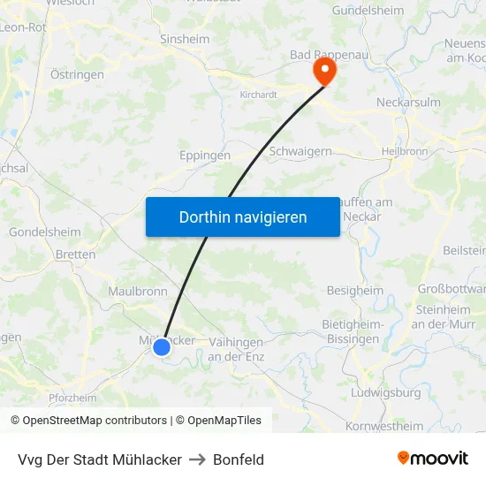 Vvg Der Stadt Mühlacker to Bonfeld map