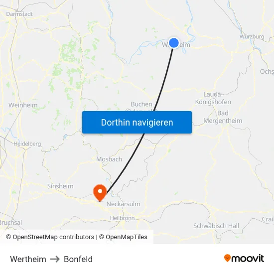 Wertheim to Bonfeld map