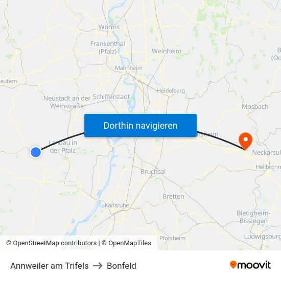 Annweiler am Trifels to Bonfeld map