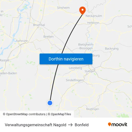 Verwaltungsgemeinschaft Nagold to Bonfeld map