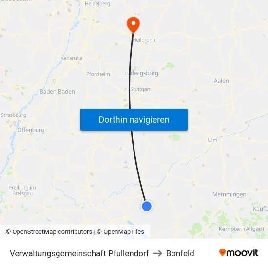 Verwaltungsgemeinschaft Pfullendorf to Bonfeld map
